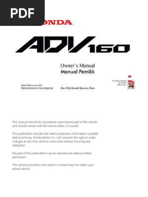 ADV160 Owners Manual English Data Compressed | PDF | Anti Lock