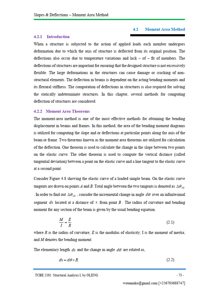 Moment Area Method for Beam Deflections | PDF | Beam (Structure) | Bending