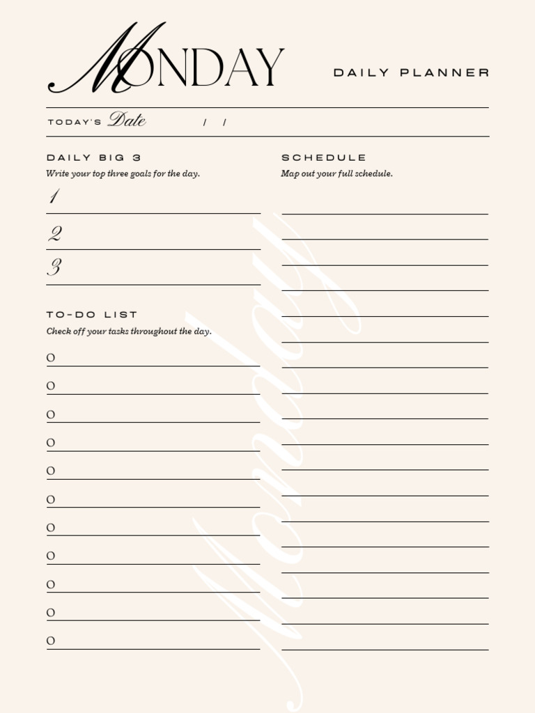 Elegant Printable Daily Planner | PDF