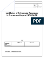 Identification of Environmental Aspects and Its Environmental Impacts PROCEDURE