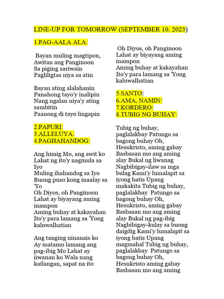 Line Up PDF