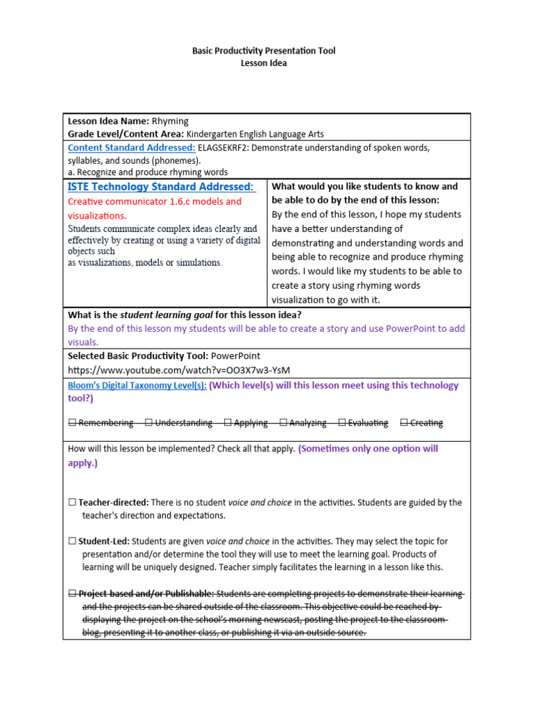 Basic Productivity Tools Lesson PDF Word Microsoft Power Point