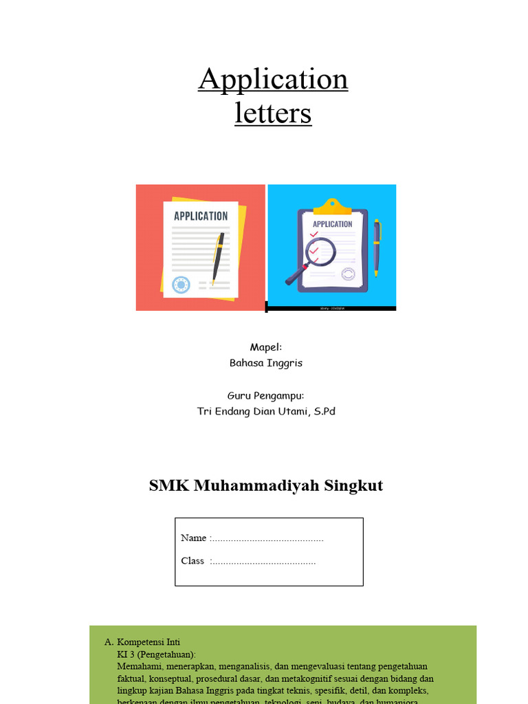 lkpd application letter kelas 12