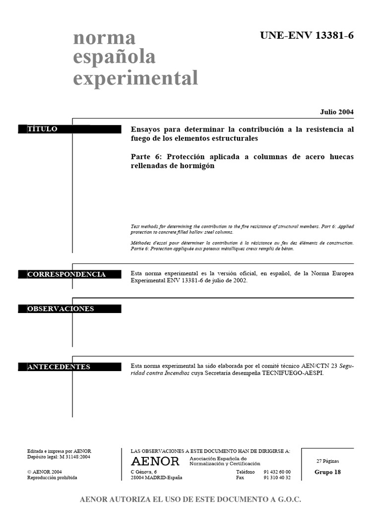 Une Env - 13381 6 | PDF | Hormigón | Acero