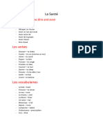 La Santé - Worksheet Notes