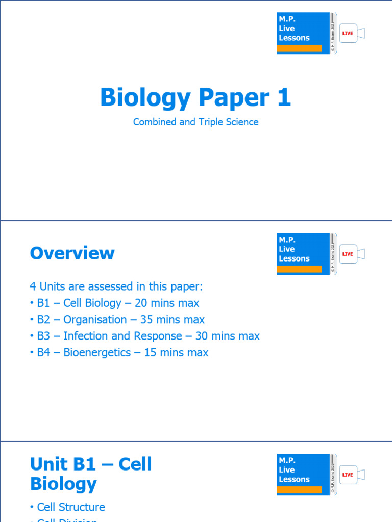 Biology Paper 1: Cell & Organism Study Guide | PDF | Digestion | Infection