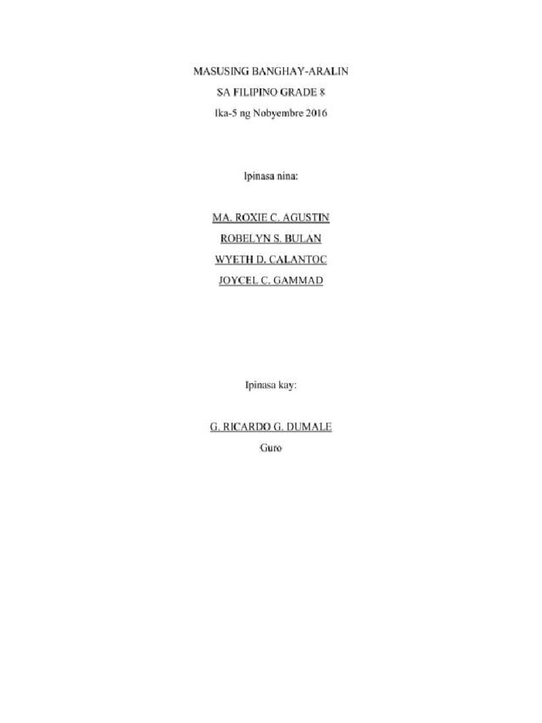 Detailed Lesson Plan in Filipino Grade 8 | PDF