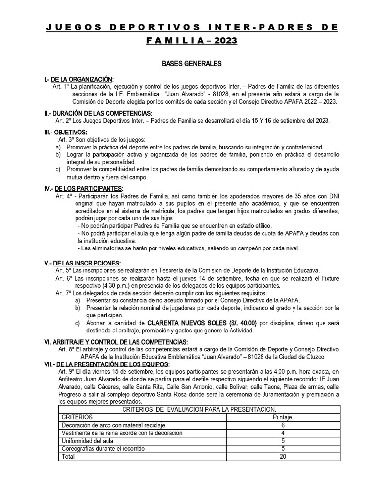 Bases Deporte PP - FF | PDF | Deportes