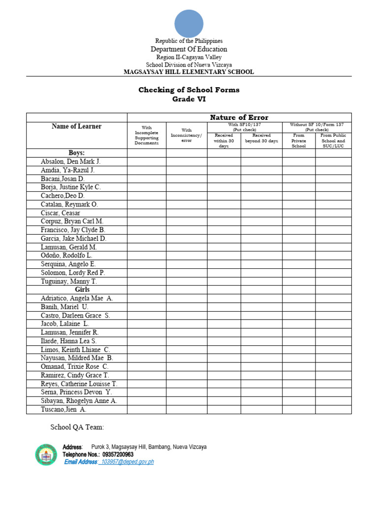Checking of School Forms | PDF
