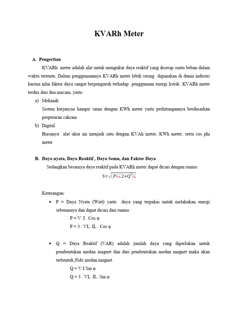 Pengertian dan Fungsi KVARh Meter | PDF