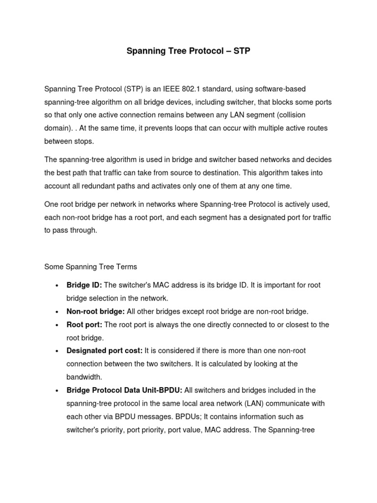 9.1 Spanning Tree Protocol - STP | PDF | Telecommunications Standards ...