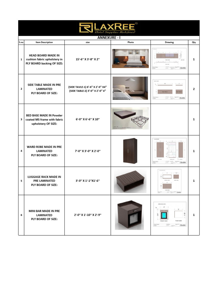 BOQ Room Furniture PDF