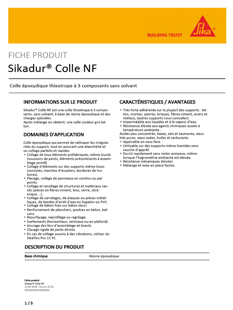Sikadur Colle NF 230911 105431 | PDF | Béton | Époxy