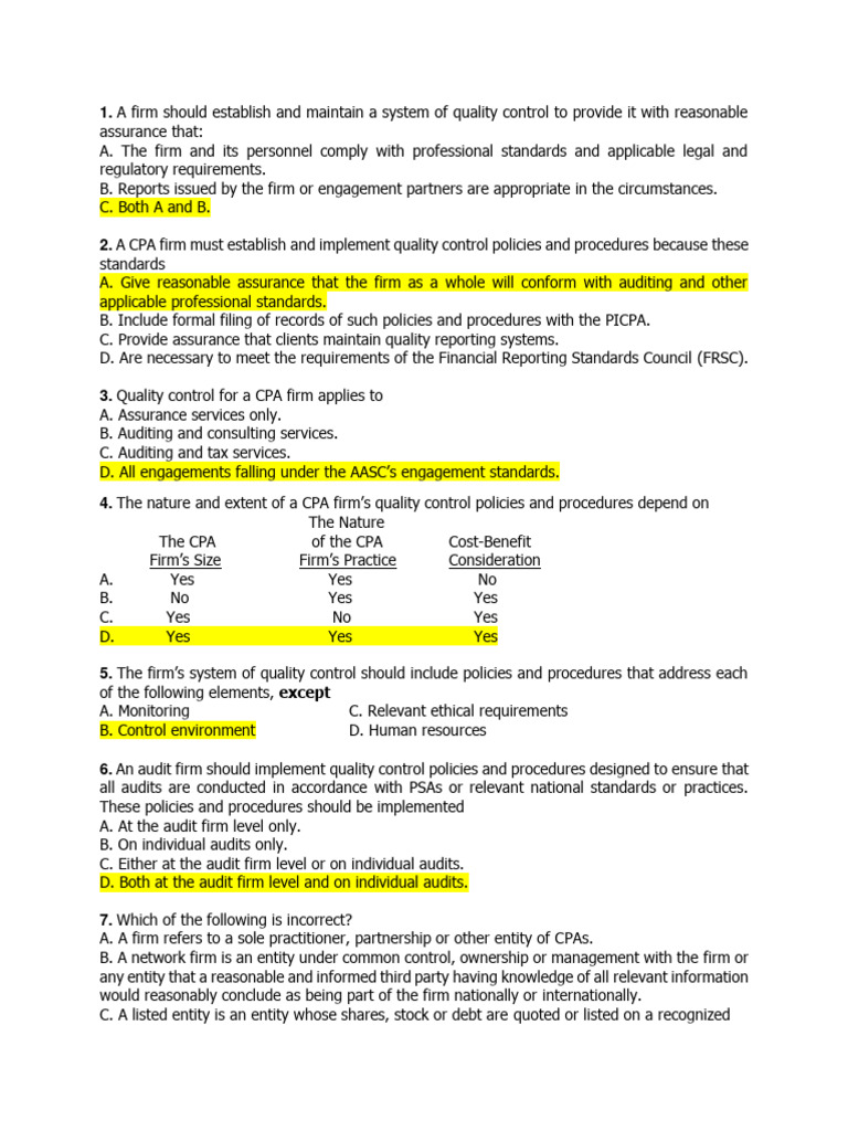 Quiz Pdf Audit Internal Control