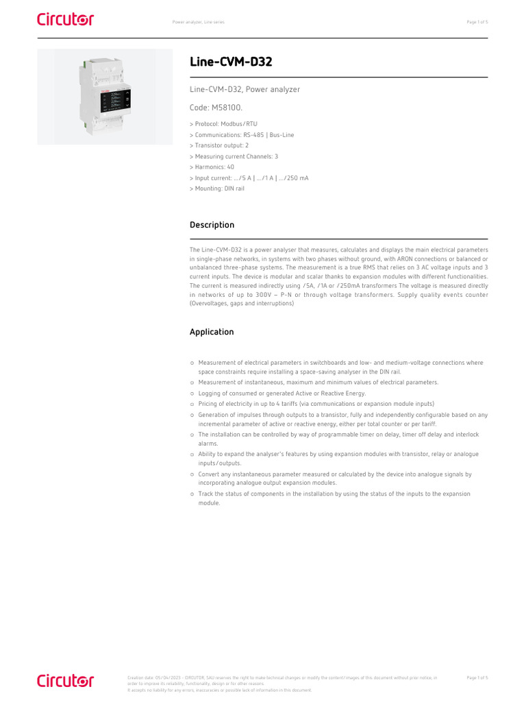 MD22 Line-CVM-D M58100 EN | PDF | Power Supply | Electronics