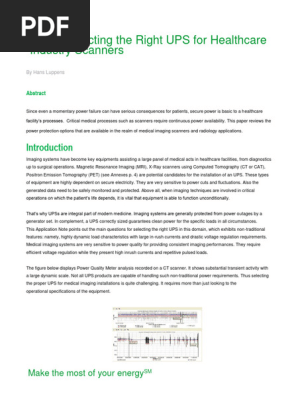 Selecting UPS for Medical Equipment - Application note