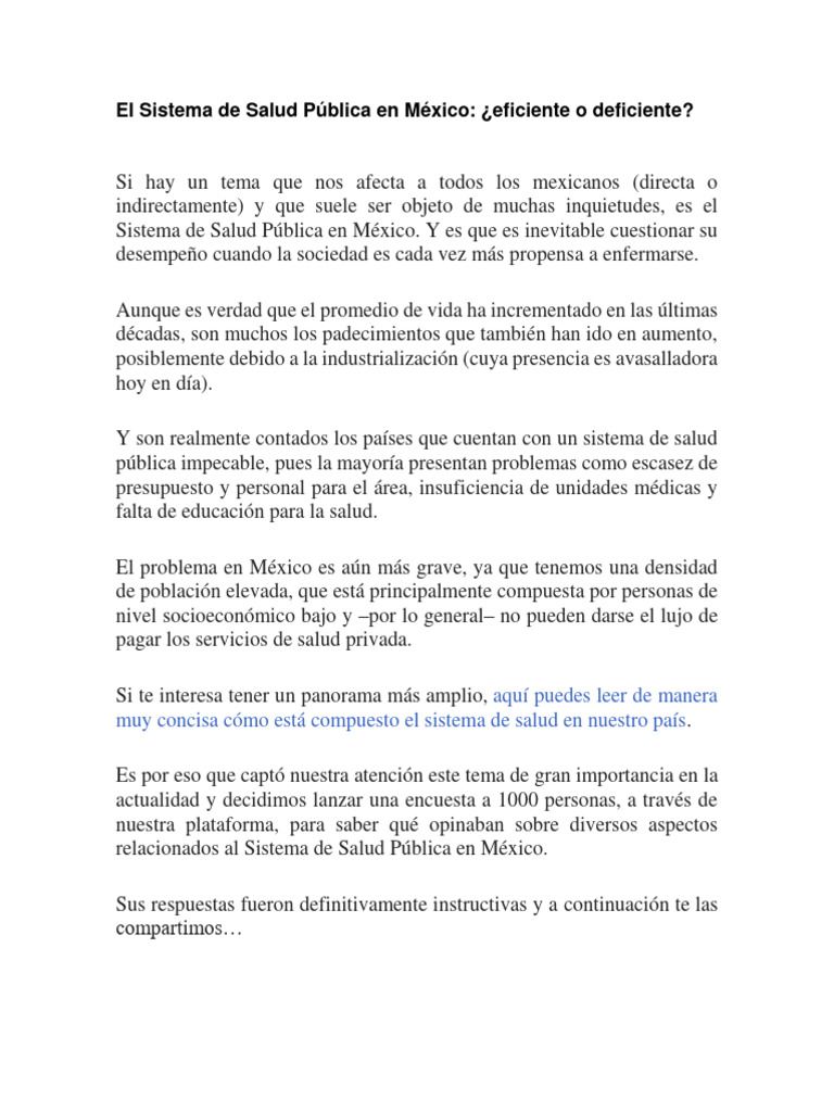 El Sistema De Salud Pública En México Pdf México Hospital