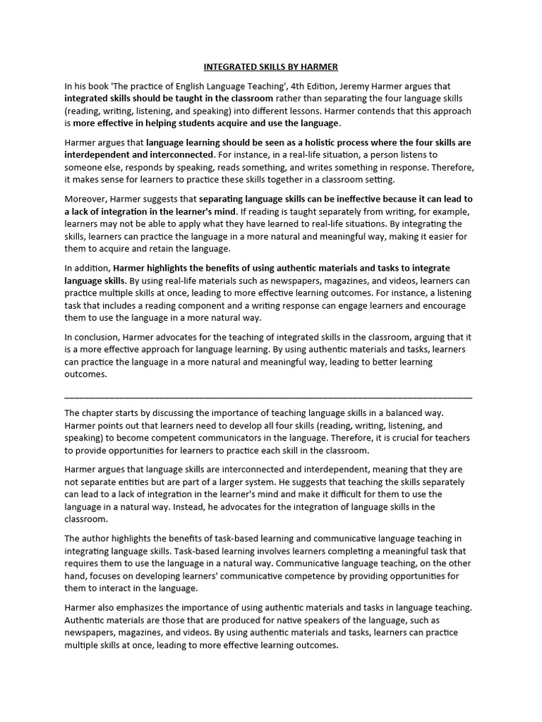 Teaching Integrated Language Skills | PDF | Language Education | Learning