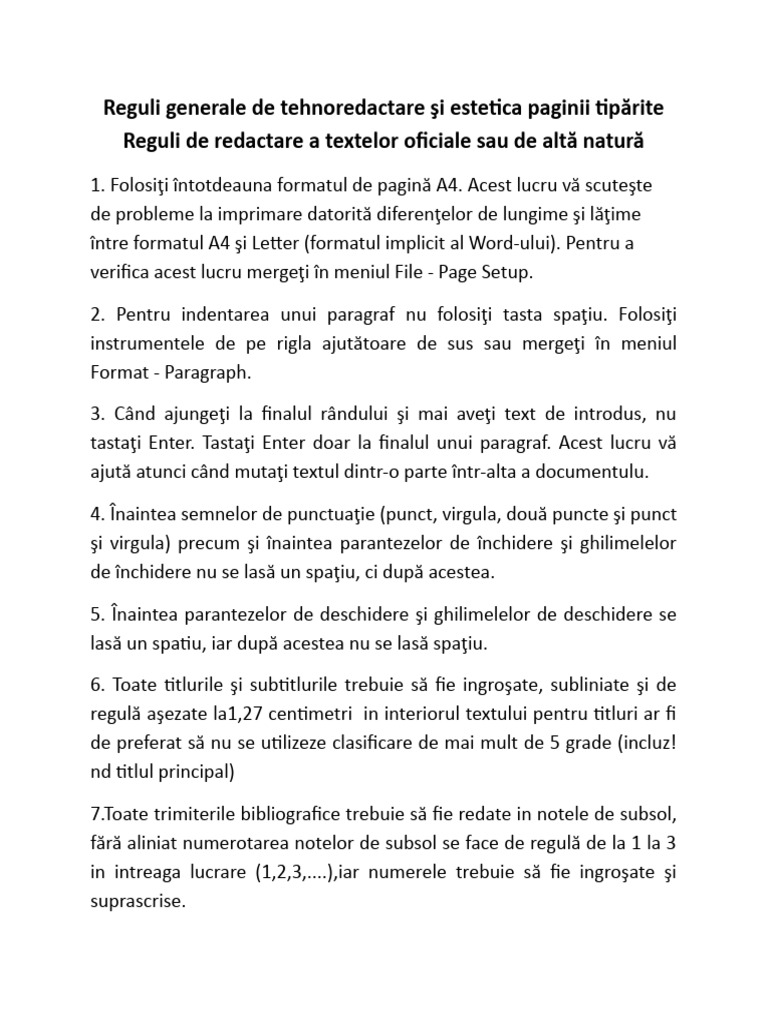 Reguli de Scriere in Word | PDF