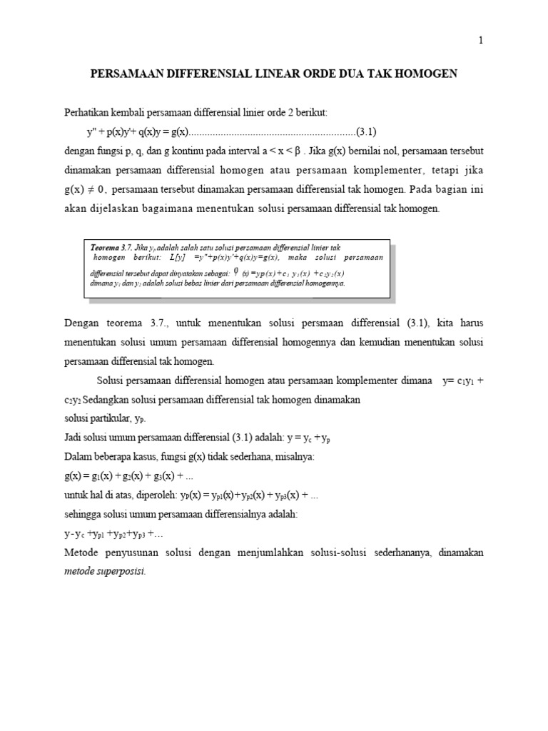 Solusi Persamaan Diferensial Tak Homogen | PDF