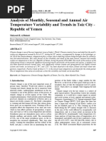 Analysis of Monthly Seasonal and Annual Air Temper