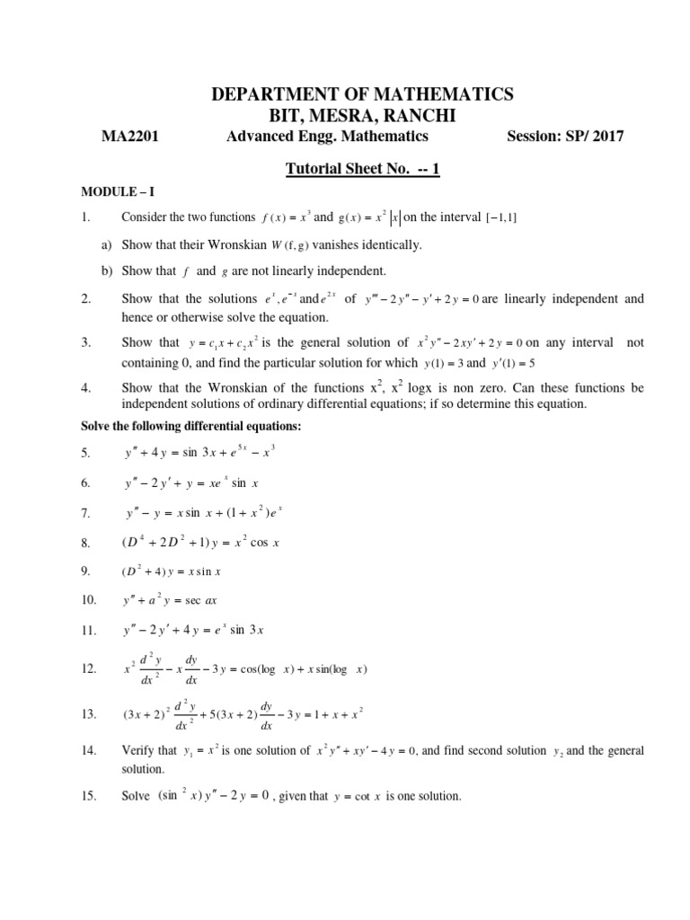 Advanced Engineering Math Guide | PDF | Equations | Differential Equations