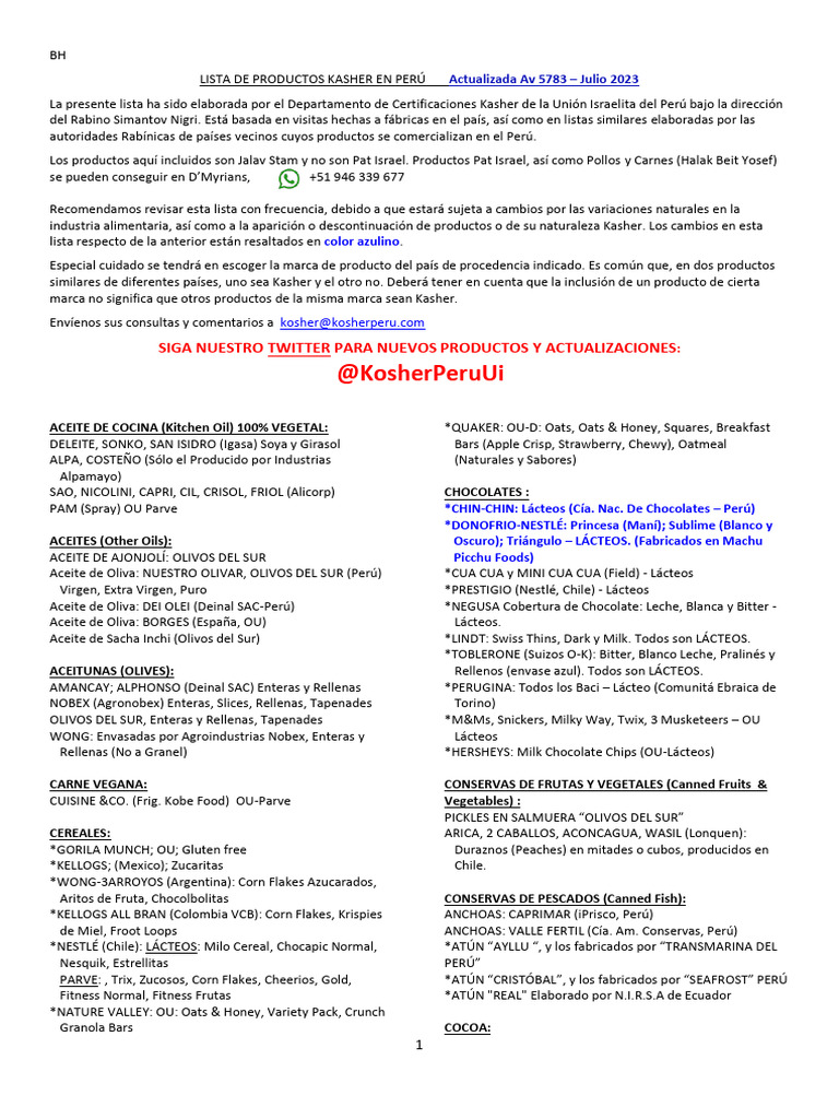 Lista Uk Kosher