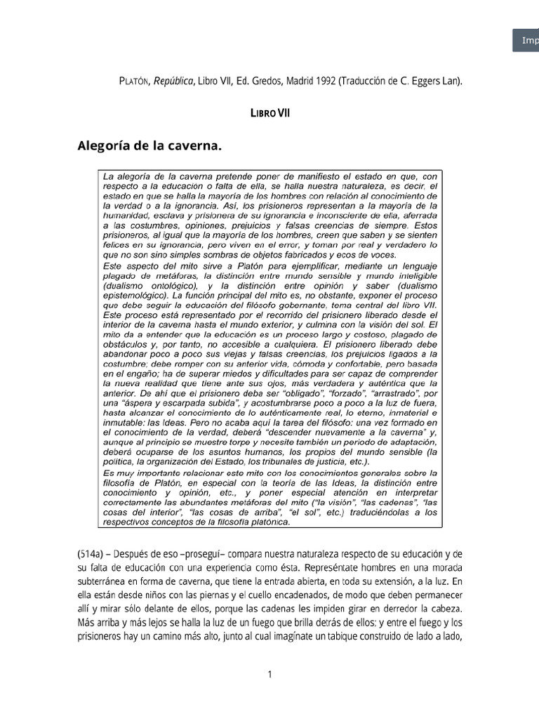 Platon el mito de la caverna admisi n ieu pdf schoology pdf