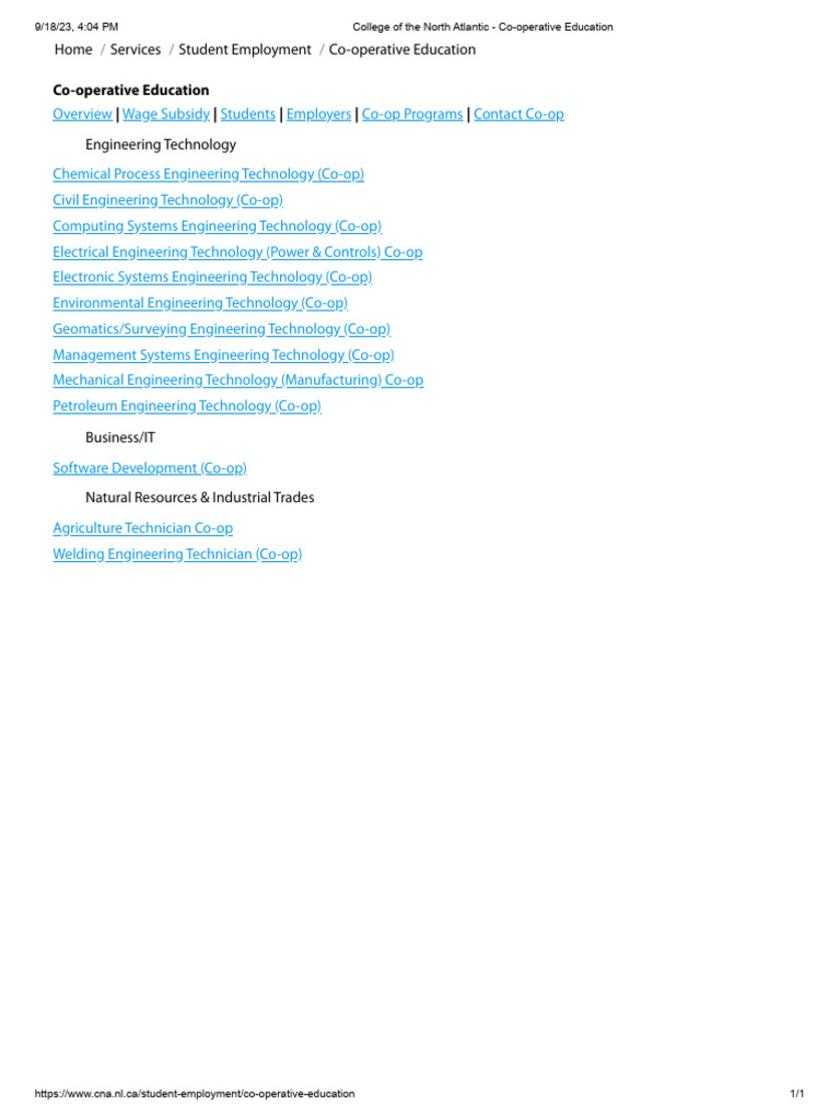 Co-Operative Education | PDF