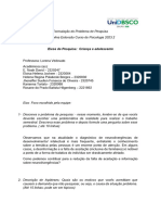 Formulação Do Problema de Pesquisa