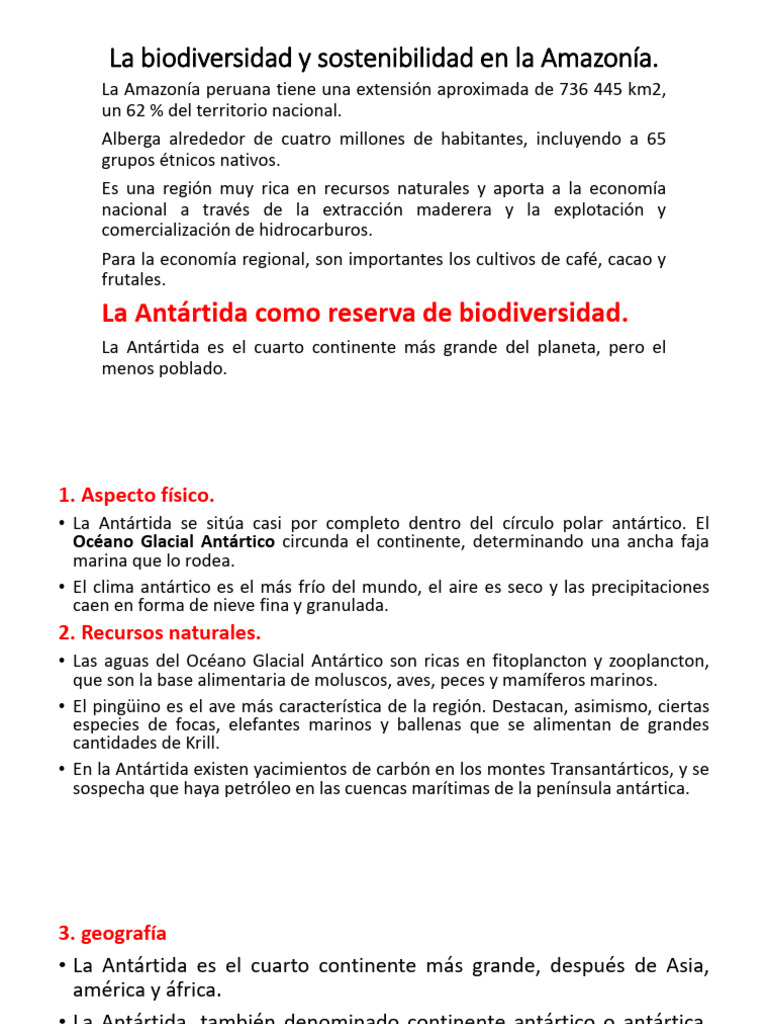 La Biodiversidad y Sostenibilidad en La Amazonía | PDF | Antártida ...