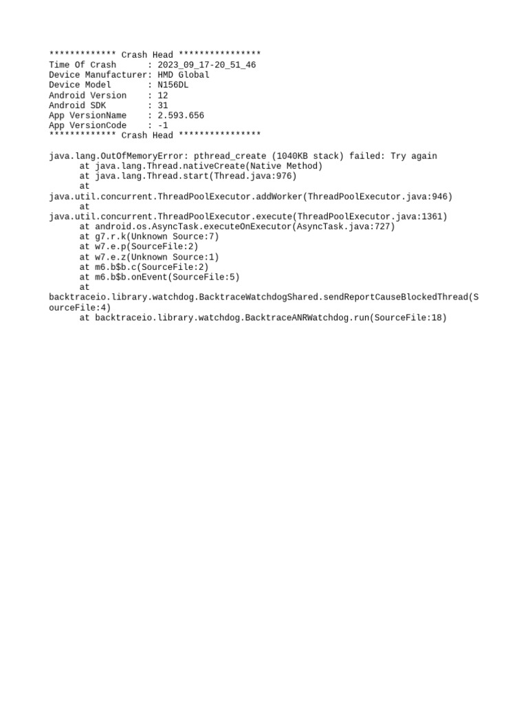 Android OutOfMemoryError Crash Report | PDF | Games & Activities ...