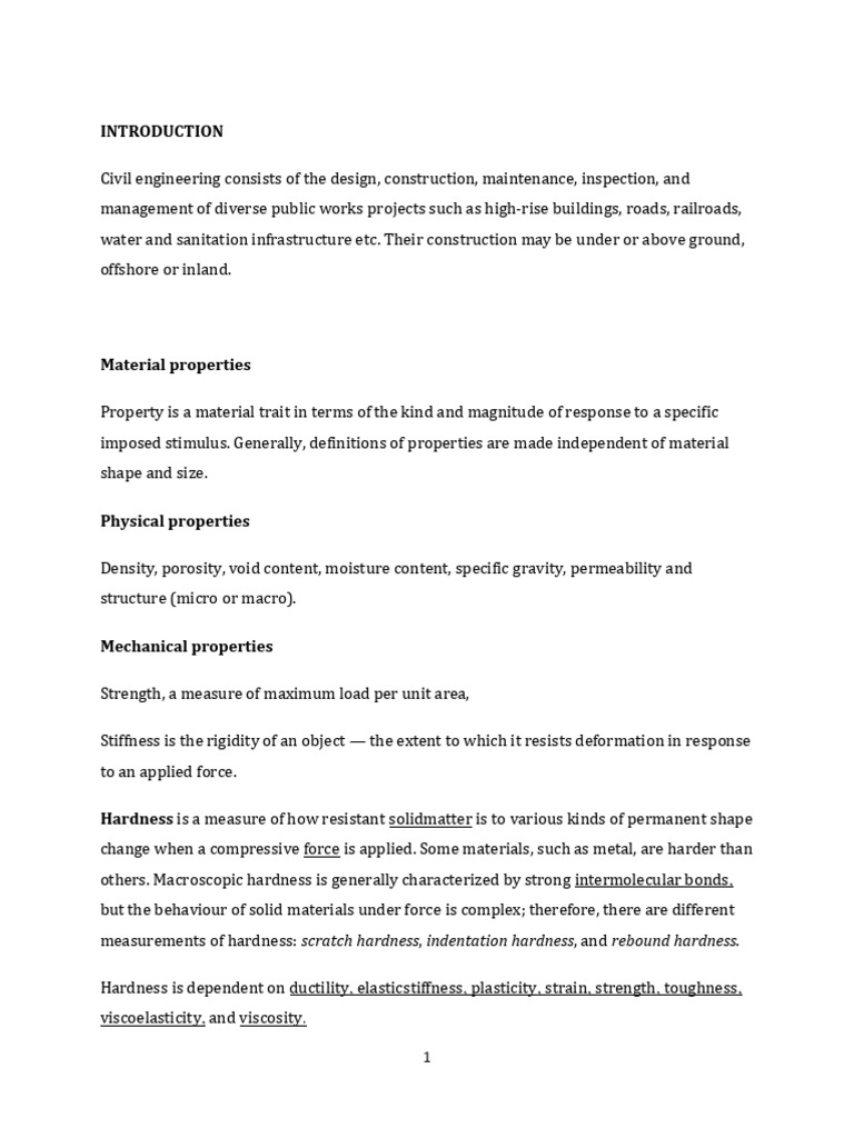 Civil Engineering Material Properties | PDF | Cement | Rock (Geology)