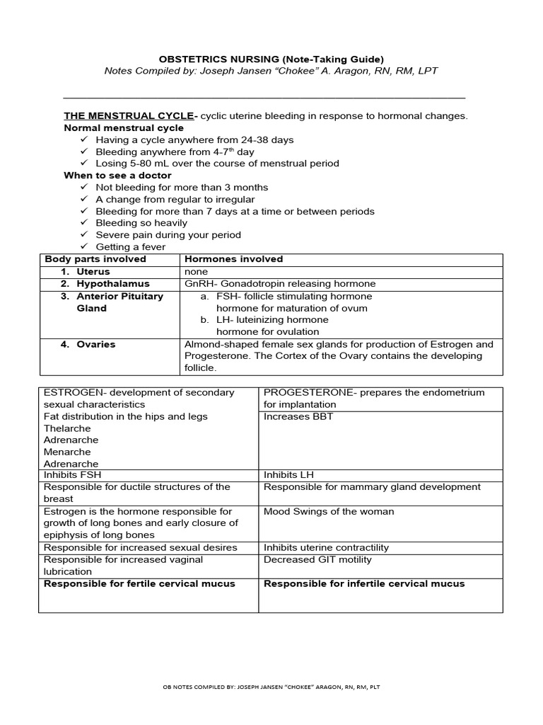 OBSTETRICS NURSING Note Taking Guide 2023 | PDF