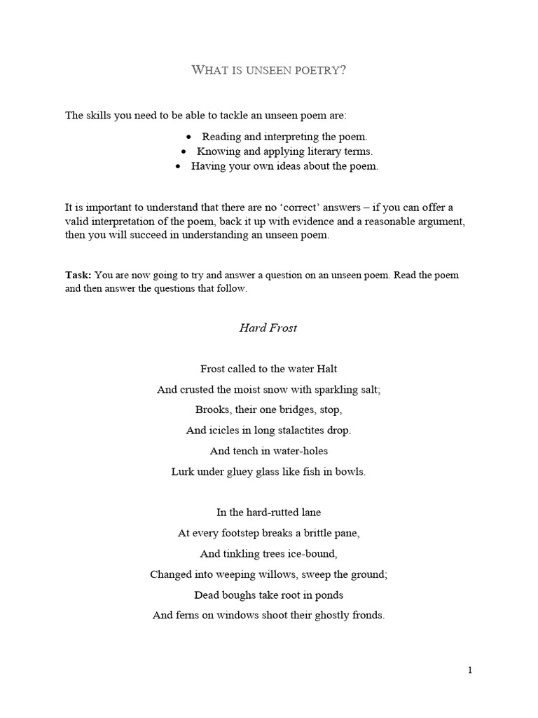 Unseen Poem 1 | Download Free PDF | Rhetoric | Narrative Forms