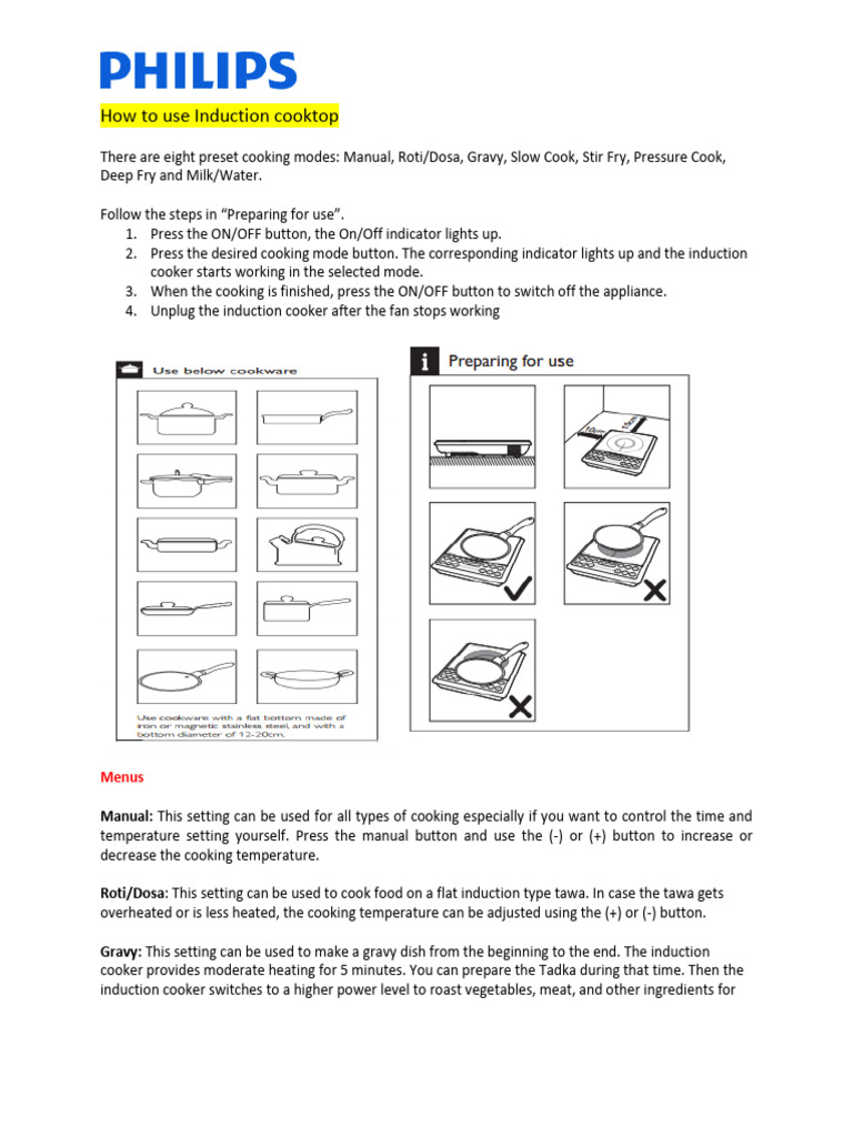 En in How To Use Induction Cooktop | PDF