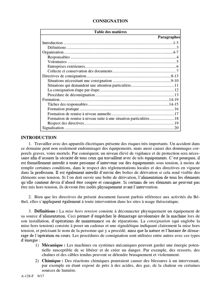 Consignation des machines : directives clés | PDF | Sécurité