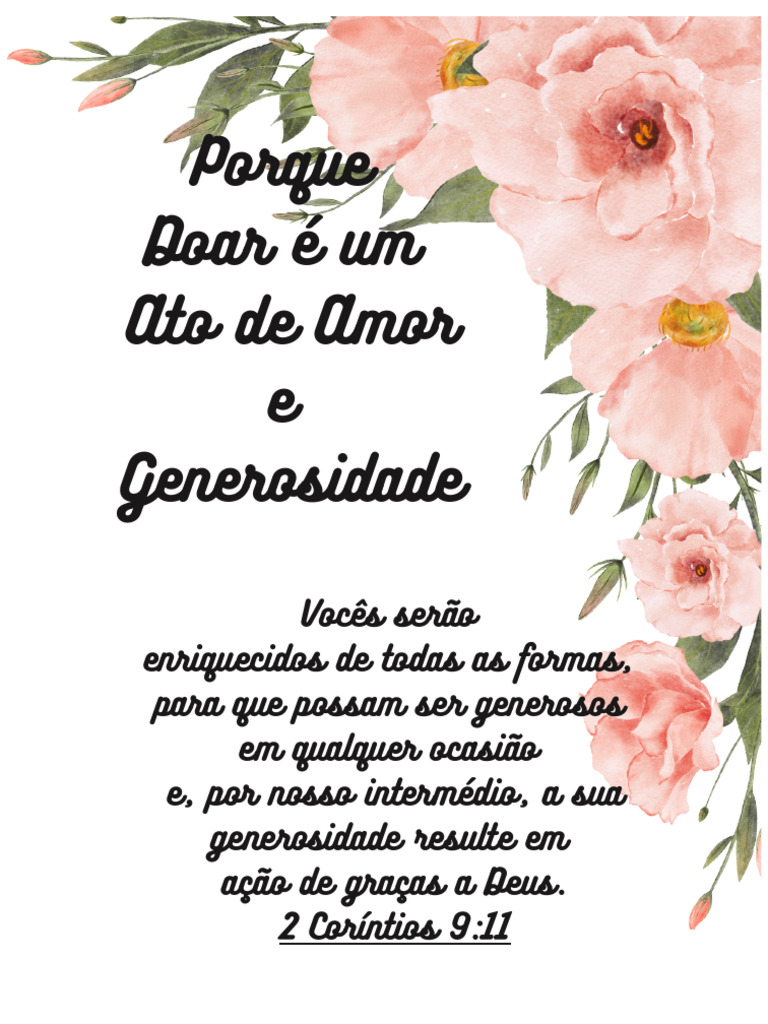 Porque Doar é Um Ato De Amor E Generosidade Pdf