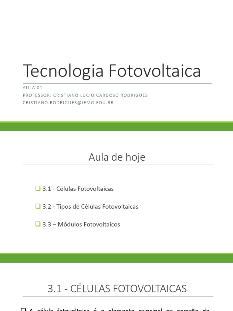 Células e Módulos Fotovoltaicos | PDF | Célula solar | Fotovoltaica