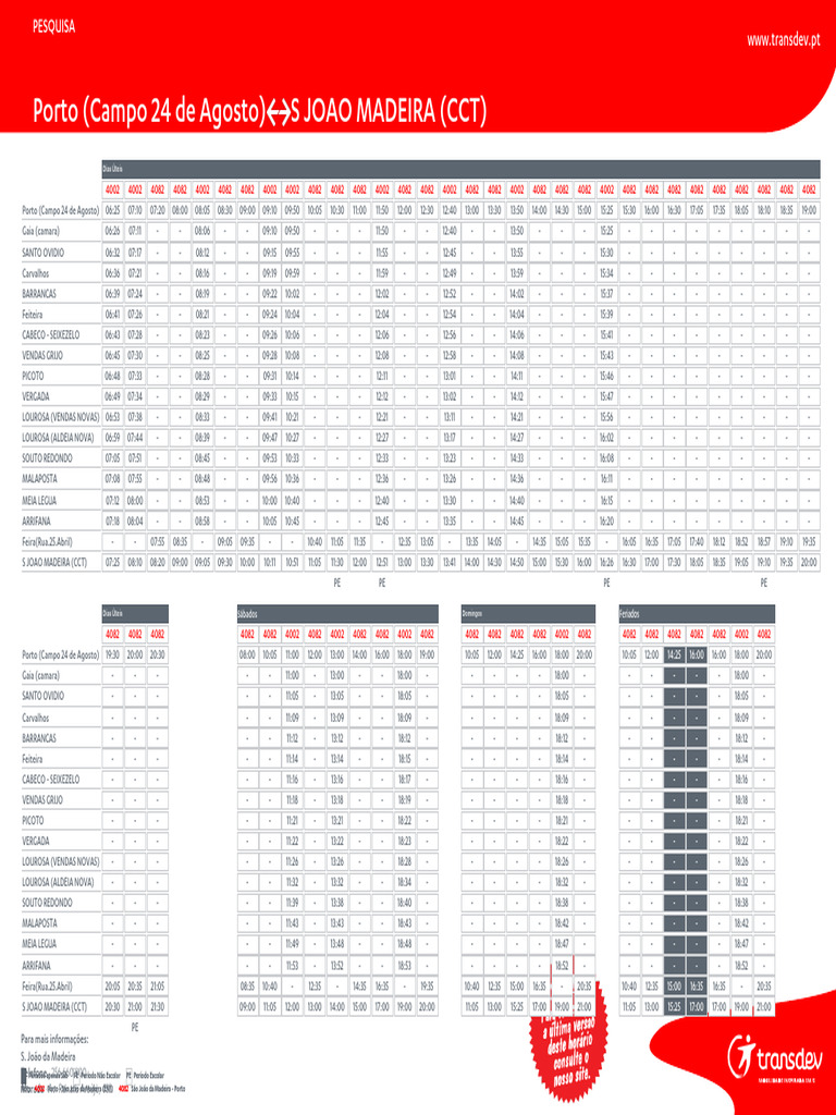 SJ Da Madeira Bus Timetable | PDF