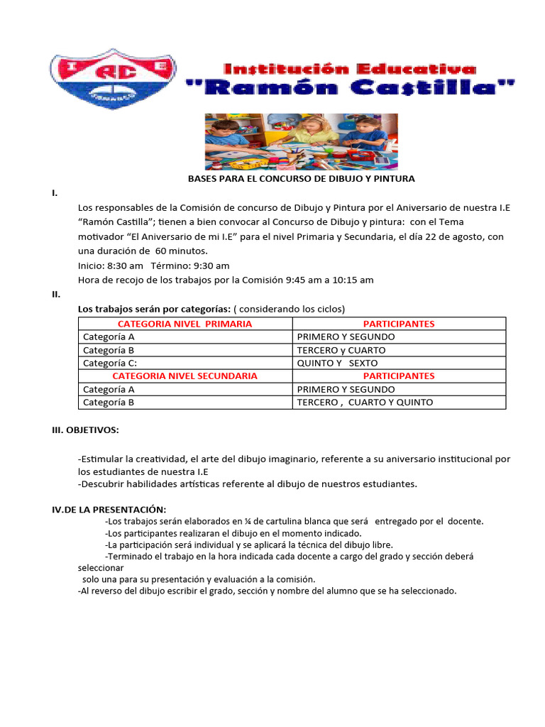 Bases para El Concurso de Dibujo Actualizado 2023-1 | PDF
