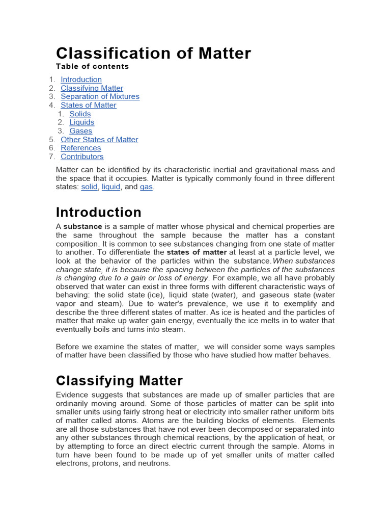 Classification of matter pdf mixture gases