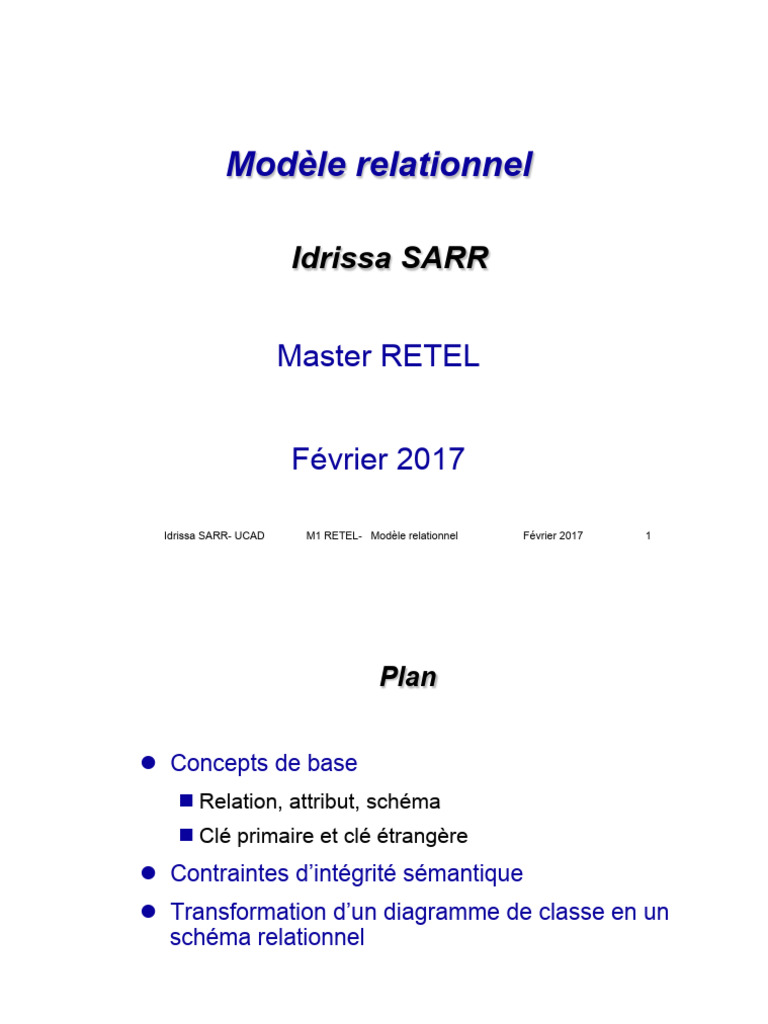 Modèle relationnel en bases de données | PDF | Bases de données ...