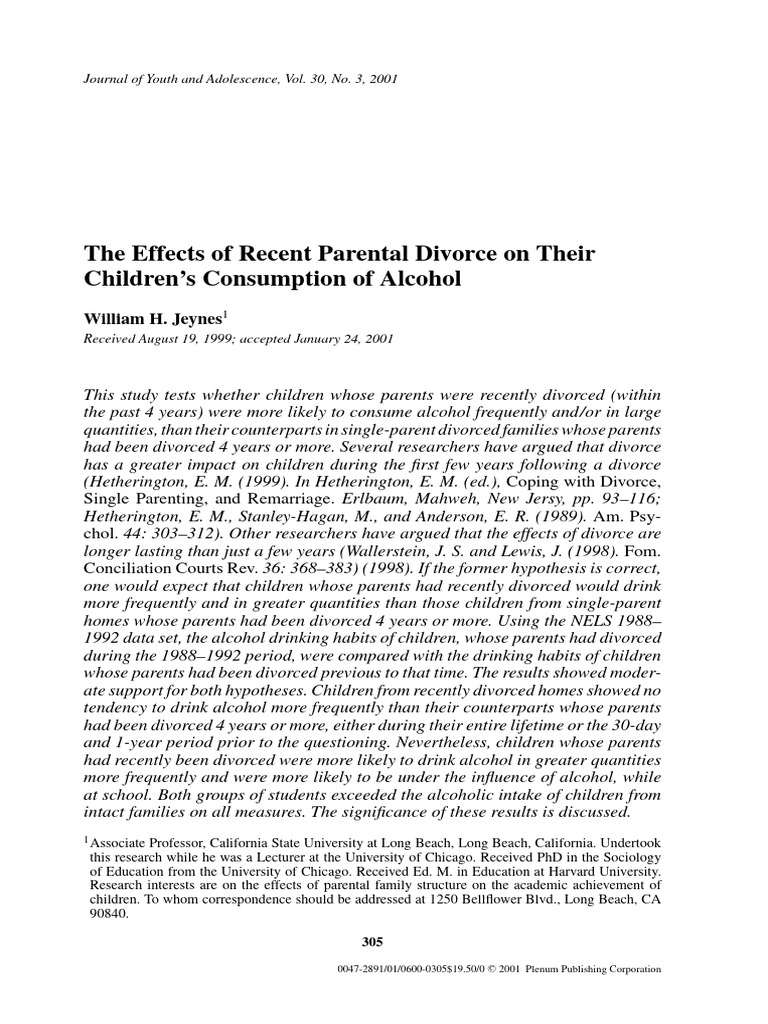 The Effects of Recent Parental Divorce On Their Children's Consumption ...