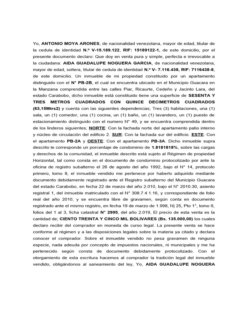 Compra Venta De Inmueble Pdf