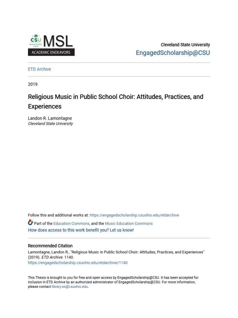 Religious Music in Public School Choir Attitudes Practices and PDF