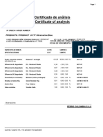 Certificado de Análisis Certificate of Analysis: PRODUCTO / PRODUCT U-777 Ultramarine Blue