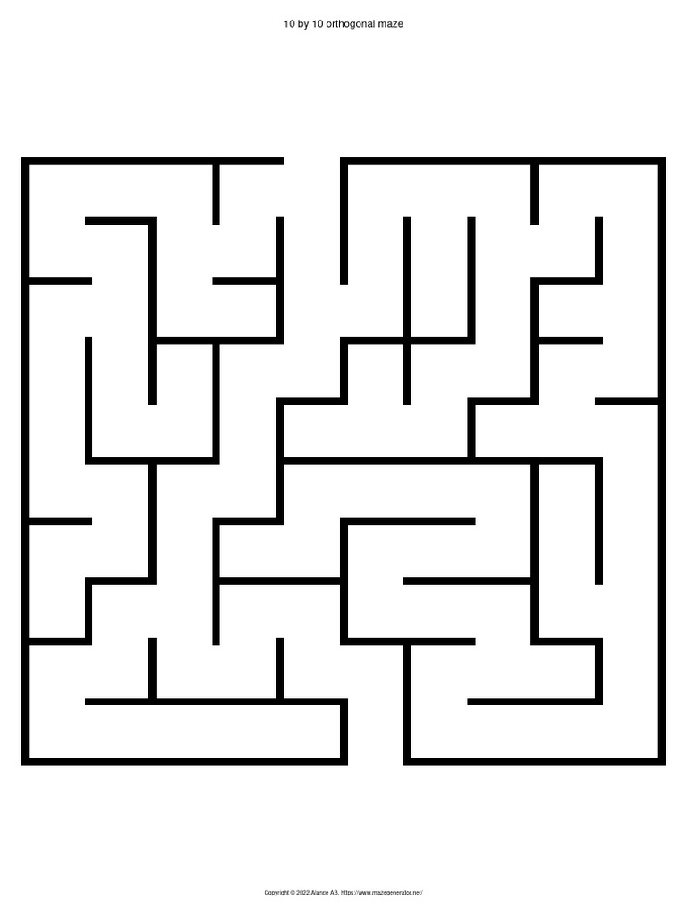10 by 10 orthogonal maze 1 pdf