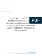 Guide Sur Les Procedures Dadmission Pour Les Etudiants Internationaux Provenant de Pays Non Signataires Dune Entente en Matiere de Mobilite Etudiante