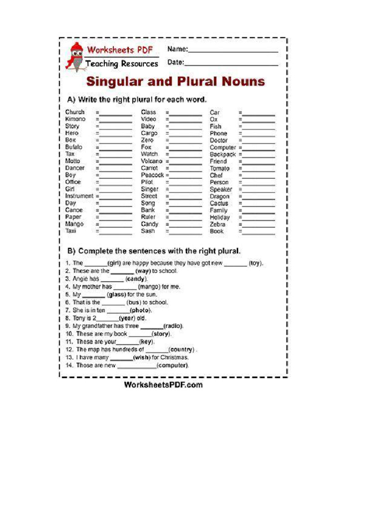 Plural Nouns PDF